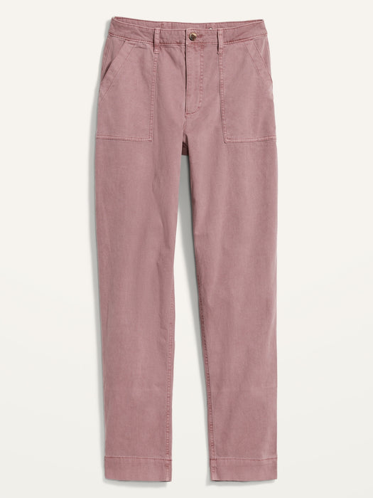 High-Waisted Straight Canvas Workwear Hose für Damen