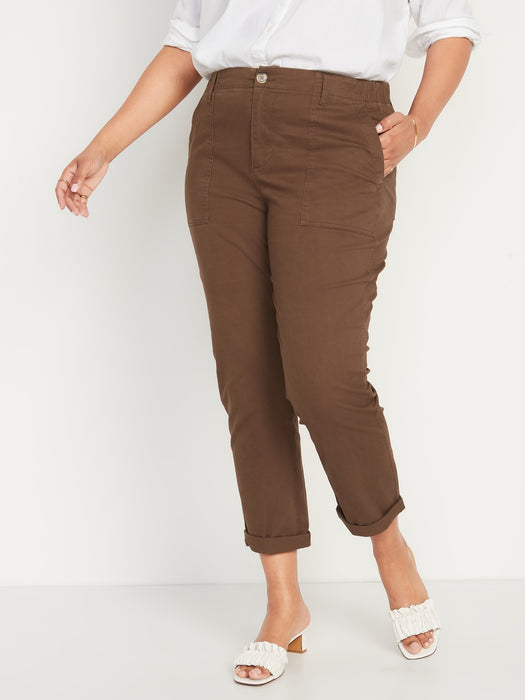 High-Waisted OGC Chino Cropped Workwear Pants for Women - Brown