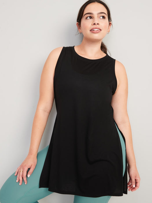 Sleeveless UltraLite Hi-Lo Tunic T-Shirt for Women - Black