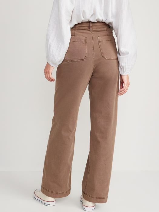 Extra High-Waisted Wide-Leg Workwear Pants for Women - Brown