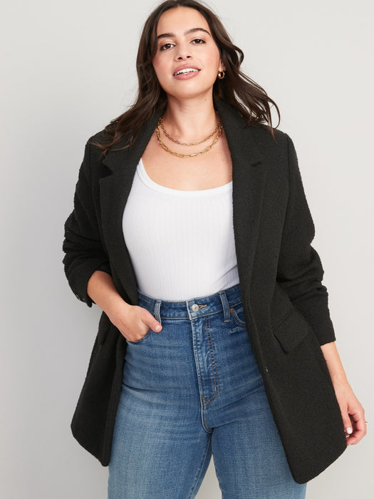 Soft-Brushed Oversized Blazer for Women - Black