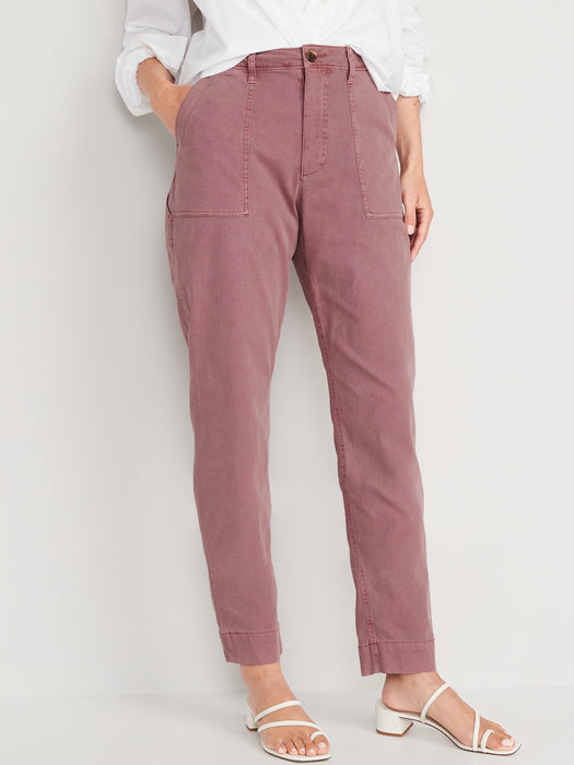 High-Waisted Straight Canvas Workwear Hose für Damen