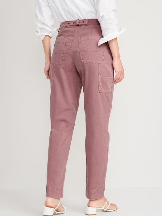 High-Waisted Straight Canvas Workwear Hose für Damen