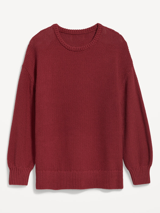 Textured-Knit Tunic Sweater for Women - Red