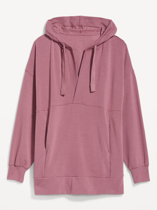 Live-In Cozy-Knit French-Terry Tunic Hoodie for Women