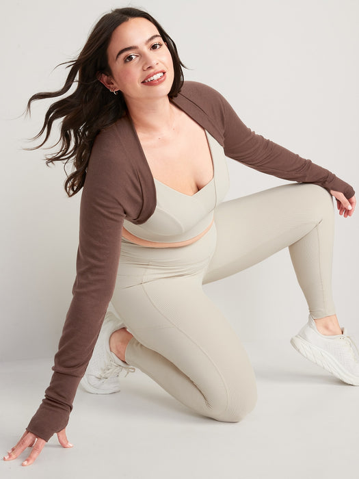 Long-Sleeve UltraLite Rib-Knit Bolero Cardigan Sweater for Women