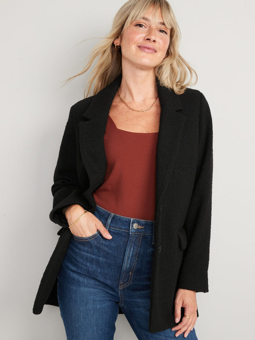Soft-Brushed Oversized Blazer for Women - Black