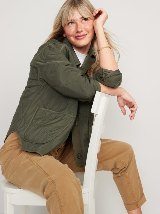 Oversized Quilted Utility Jacket for Women