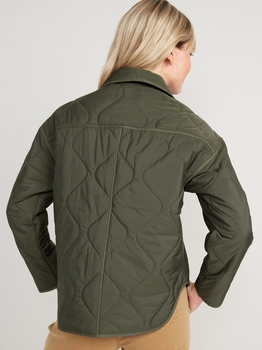 Oversized Quilted Utility Jacket for Women