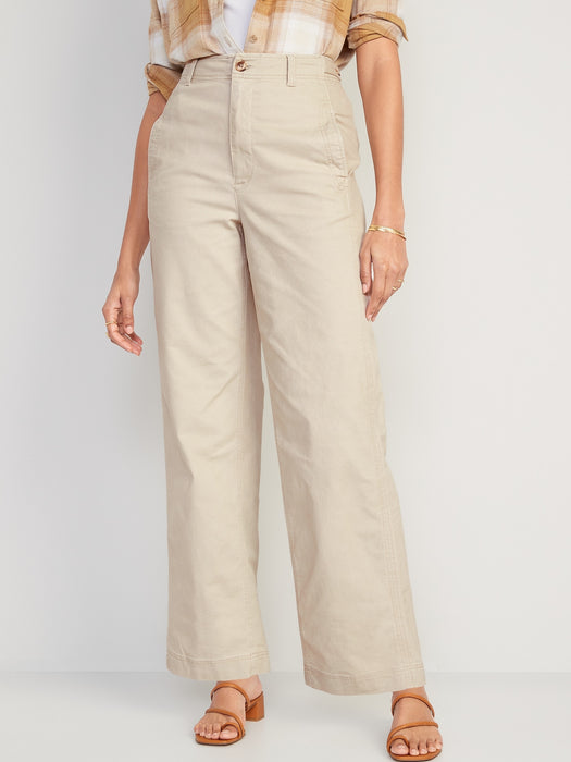 High-Waisted Canvas Wide-Leg Workwear Pants for Women