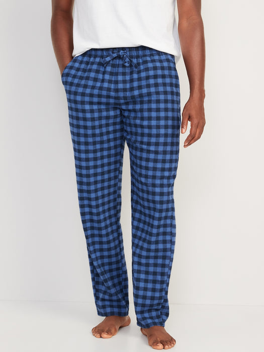 Double-Brushed Flannel Pajama Pants for Men - Blue