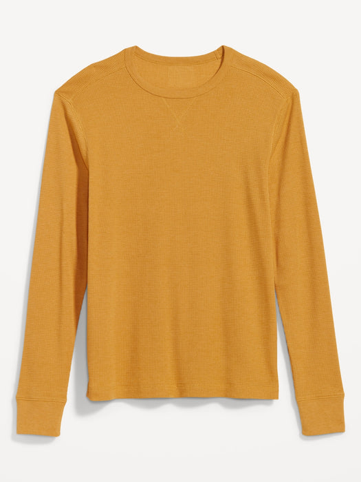 Thermal-Knit Long-Sleeve T-Shirt for Men - Yellow