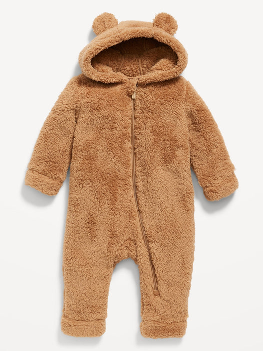 Unisex Faux-Fur Hooded One-Piece for Baby - Yellow