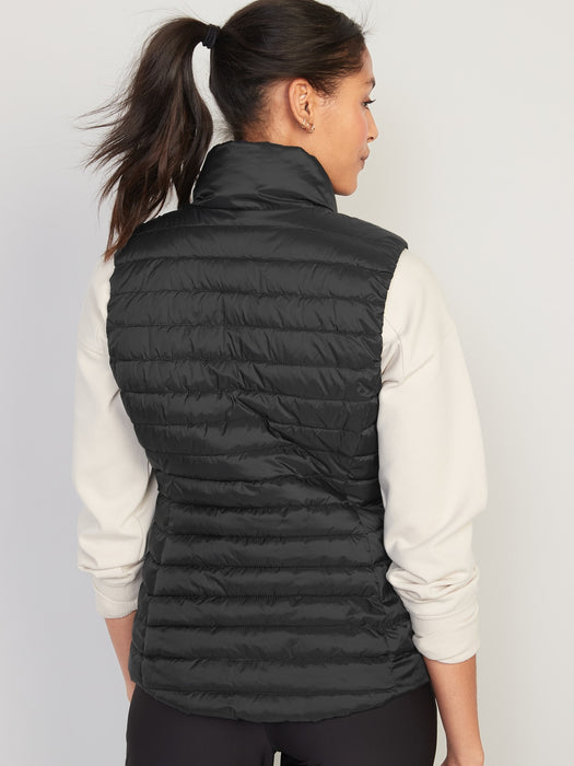 Water-Resistant Narrow-Channel Puffer Vest for Women