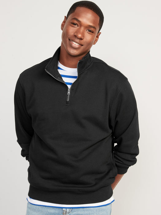 Oversized Quarter-Zip Mock-Neck Sweatshirt for Men