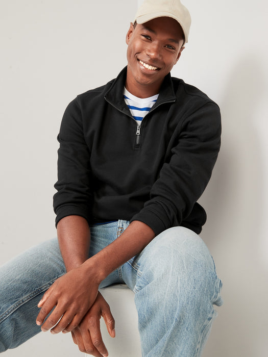 Oversized Quarter-Zip Mock-Neck Sweatshirt for Men