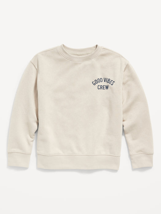 Graphic Gender-Neutral Crew-Neck Sweatshirt for Kids - Beige