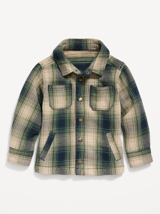 Plaid Pocket Shacket for Toddler Boys - Green