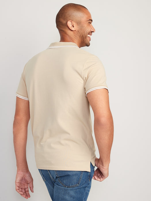 Moisture-Wicking Tipped Pique Pro Polo Shirt for Men - Beige