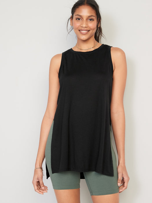 Sleeveless UltraLite Hi-Lo Tunic T-Shirt for Women - Black