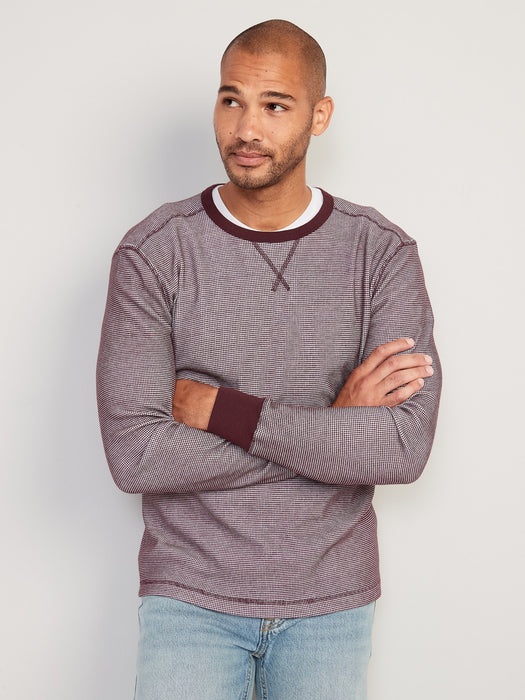 Thermal-Knit Birdseye-Pattern Long-Sleeve T-Shirt for Men