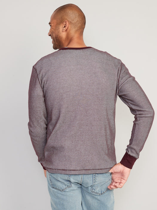 Thermal-Knit Birdseye-Pattern Long-Sleeve T-Shirt for Men