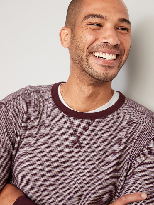 Thermal-Knit Birdseye-Pattern Long-Sleeve T-Shirt for Men