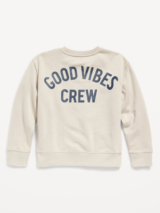 Graphic Gender-Neutral Crew-Neck Sweatshirt for Kids - Beige
