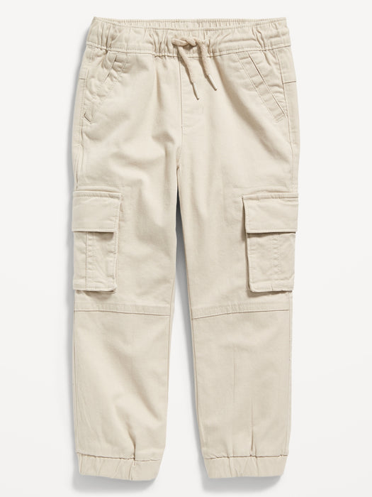 Functional-Drawstring Cargo Jogger Pants for Toddler Boys - Beige