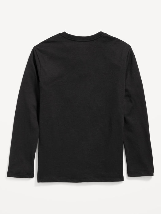 Long-Sleeve Glow-in-the-Dark Halloween Graphic T-Shirt for Boys - Black