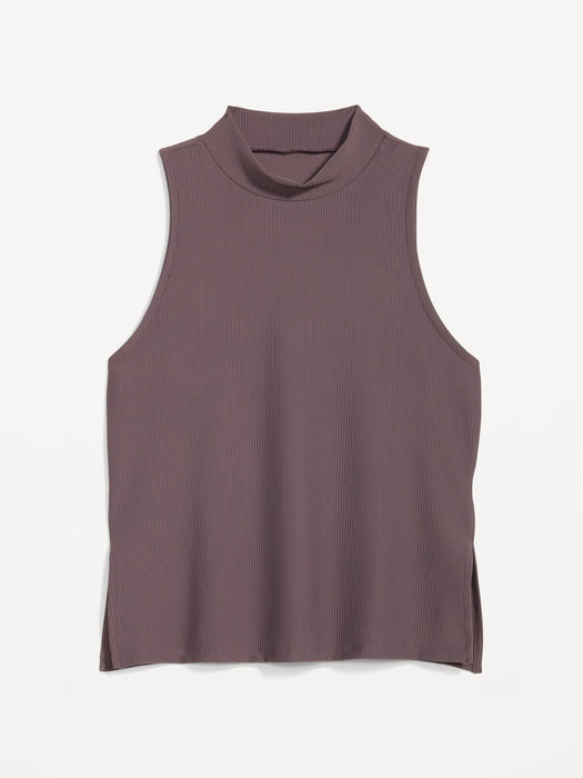 PowerSoft Rib-Knit Mock-Neck Sleeveless Top for Women