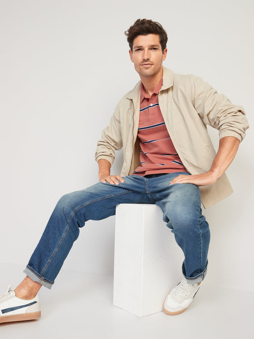 Moisture-Wicking Striped Pique Pro Polo Shirt for Men