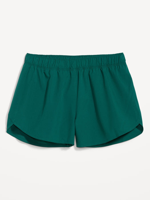 Mid-Rise StretchTech Dolphin-Hem Run Shorts for Women -- 3-inch inseam