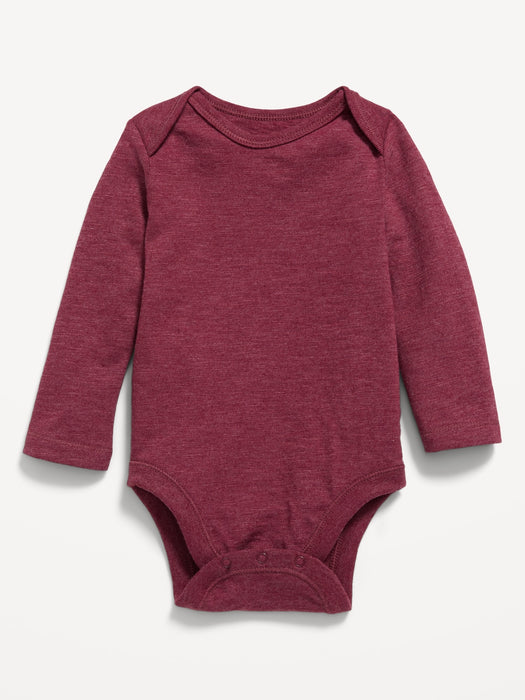 Unisex Slub-Knit Long-Sleeve Bodysuit for Baby - Red