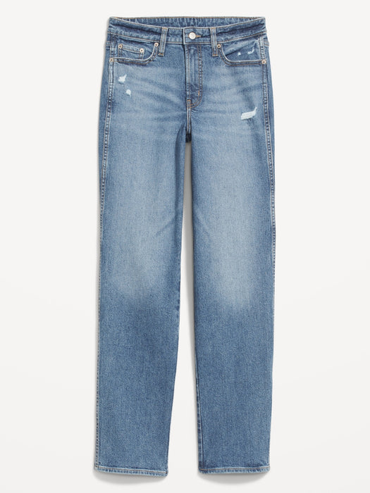 High-Waisted OG Loose Cotton-Hemp Blend Ripped Non-Stretch Jeans for Women