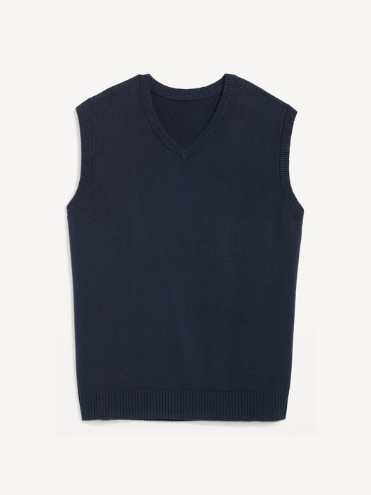 Oversized V-Neck Sweater Vest for Men - Blue