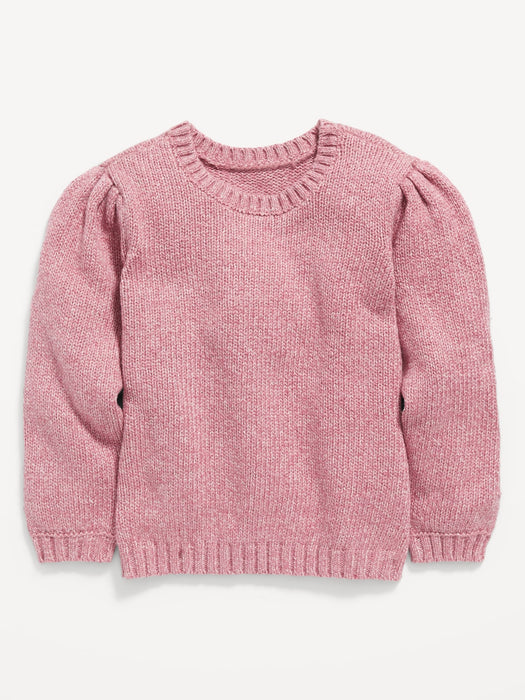 Cozy Puff-Sleeve Sweater for Toddler Girls - Pink
