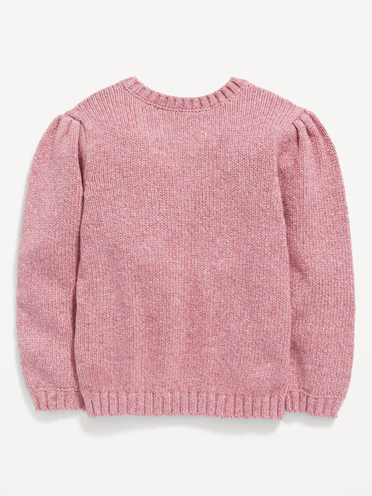 Cozy Puff-Sleeve Sweater for Toddler Girls - Pink