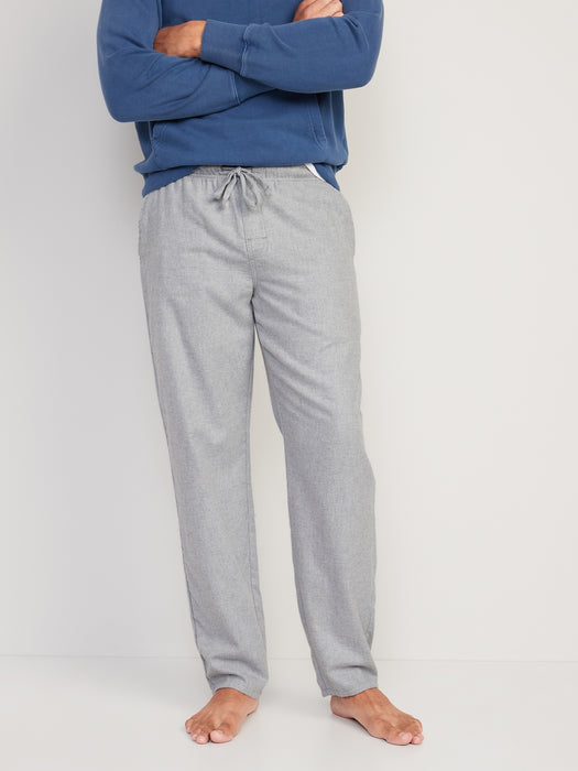 Double-Brushed Flannel Pajama Pants for Men - Gray