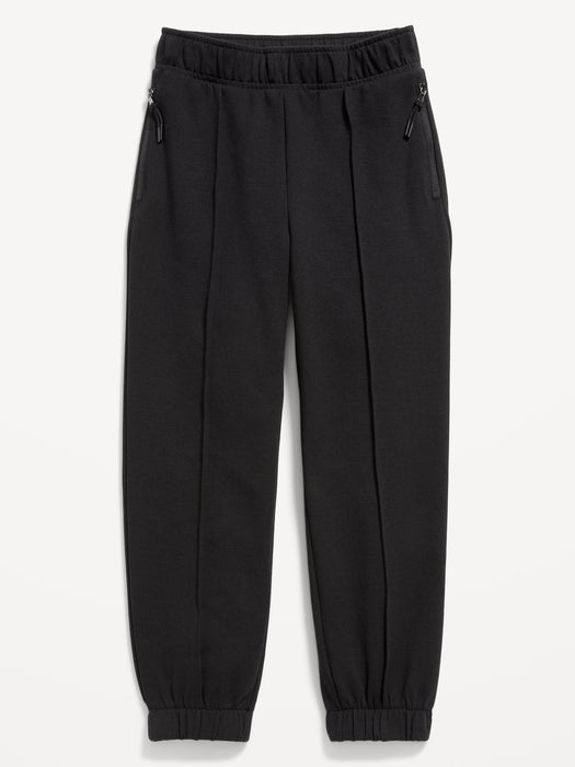 High-Waisted Dynamic Fleece Zip-Pocket Jogger Sweatpants for Girls - Black