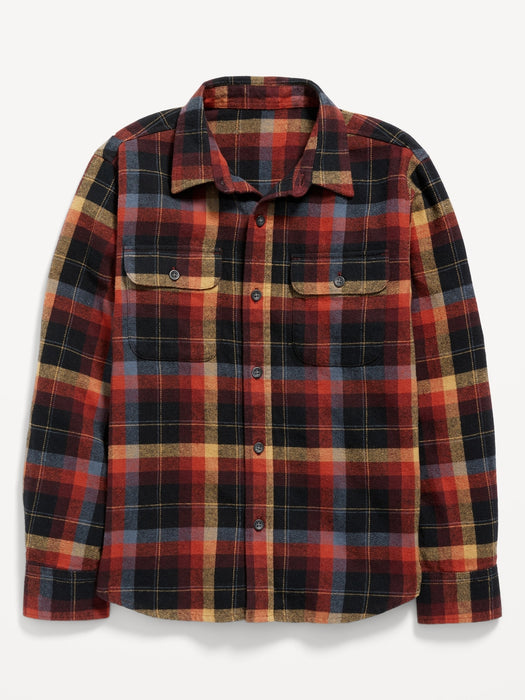Plaid Flannel Utility Pocket Shirt for Boys - Red