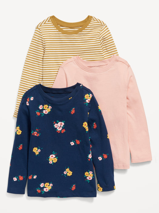 Unisex Long-Sleeve T-Shirt 3-Pack for Toddler - Blue