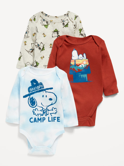 Peanuts® Snoopy Unisex Long-Sleeve Bodysuit 3-Pack for Baby