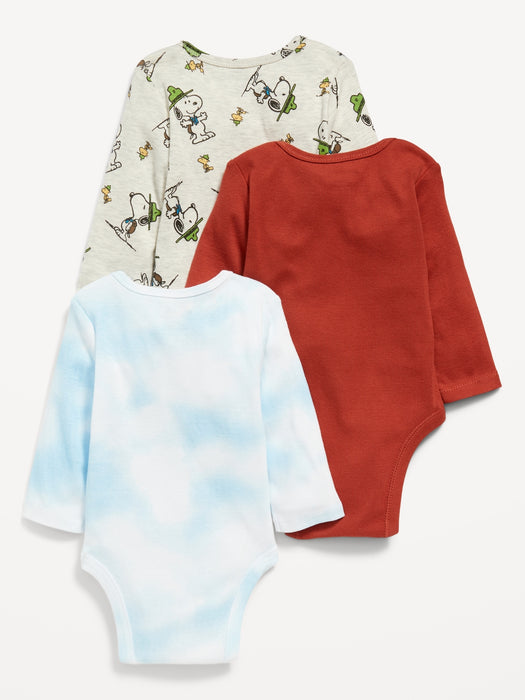 Peanuts® Snoopy Unisex Long-Sleeve Bodysuit 3-Pack for Baby