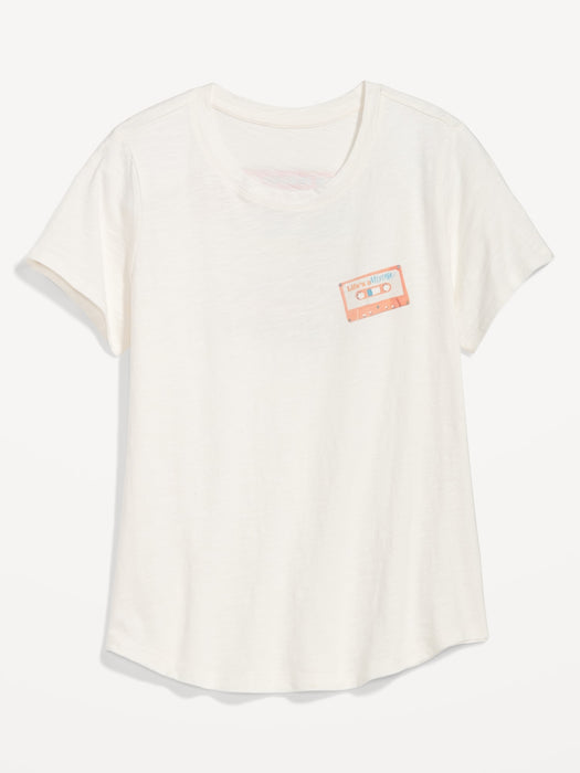 Short-Sleeve EveryWear Graphic T-Shirt for Women - White