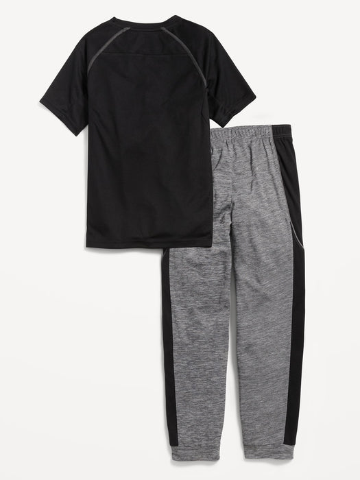Go-Dry Cool Mesh T-Shirt & Jogger Pants Set for Boys - Gray