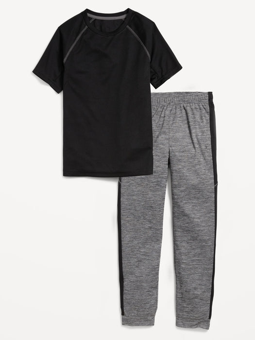 Go-Dry Cool Mesh T-Shirt & Jogger Pants Set for Boys - Gray