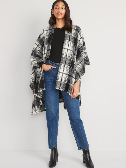 Flannel Poncho Scarf for Women