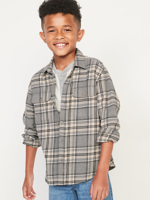 Plaid Flannel Utility Pocket Shirt for Boys - Multi
