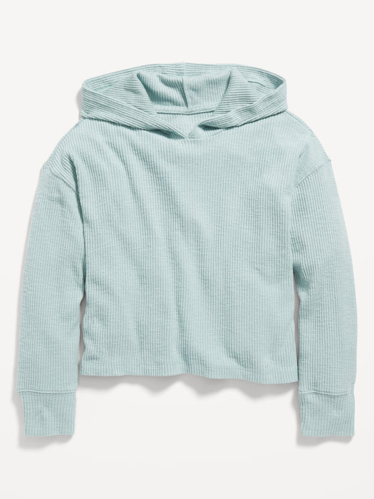 Cozy Rib-Knit Pullover Hoodie for Girls